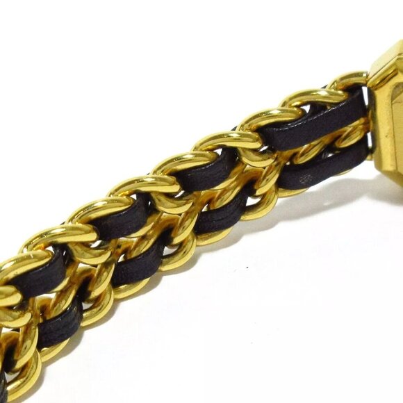 100% Authentic CHANEL Premiere Gold Black Women's Wrist Watch 1464-100524 - Picture 9 of 12